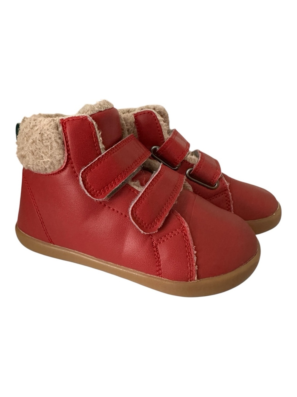 Ten Little Toddler Red Furry High Top Lined Hook & Loop Boots
